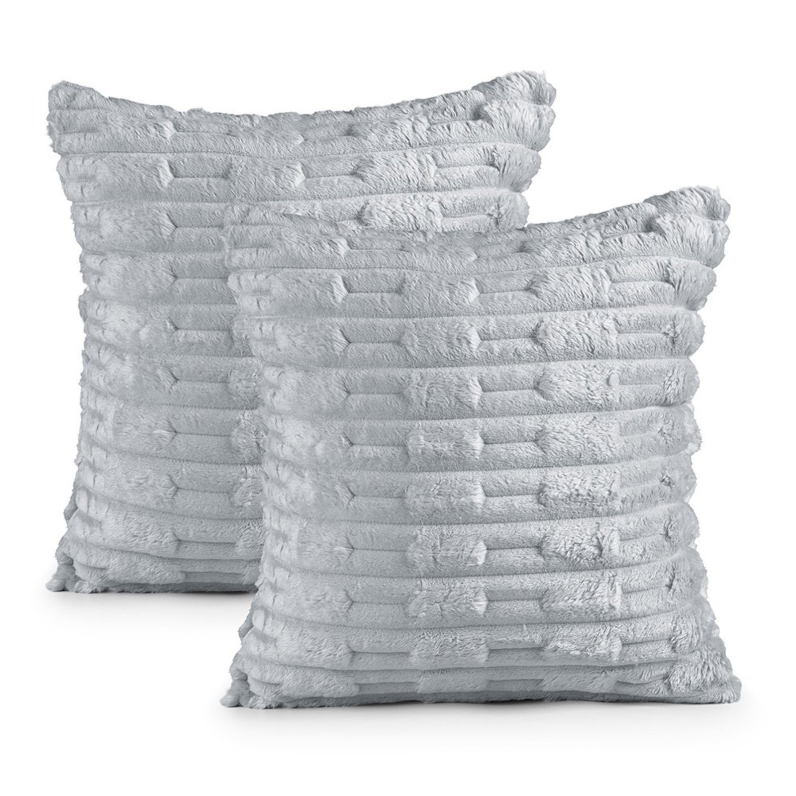 Kit Capa de Almofadas Casa Modelo Enxovais Geometrica Manta Ultrasoft 45cm x 45xm Cinza