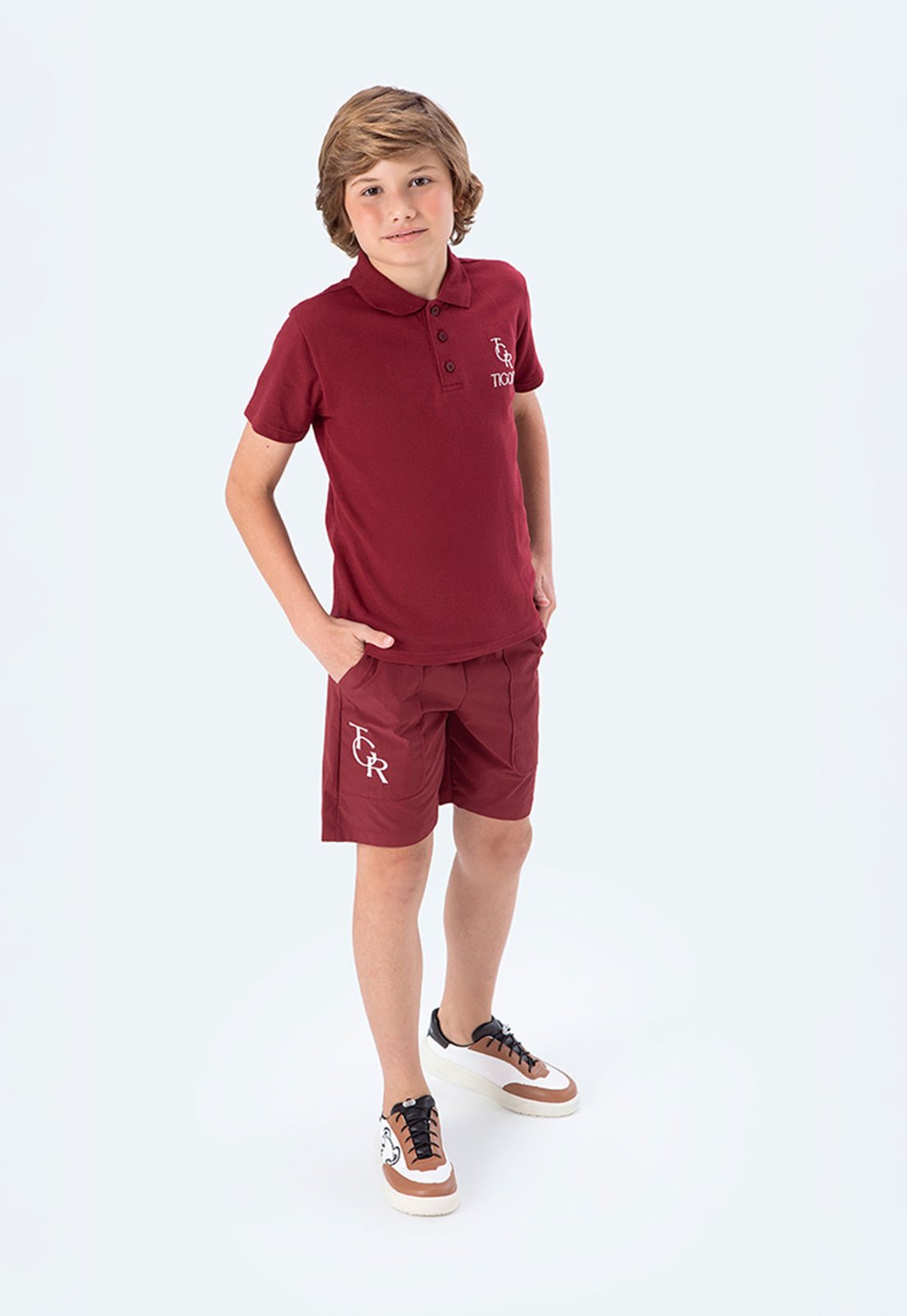Infantil - Conjunto Tigor T Tigre Polo Curto Vinho