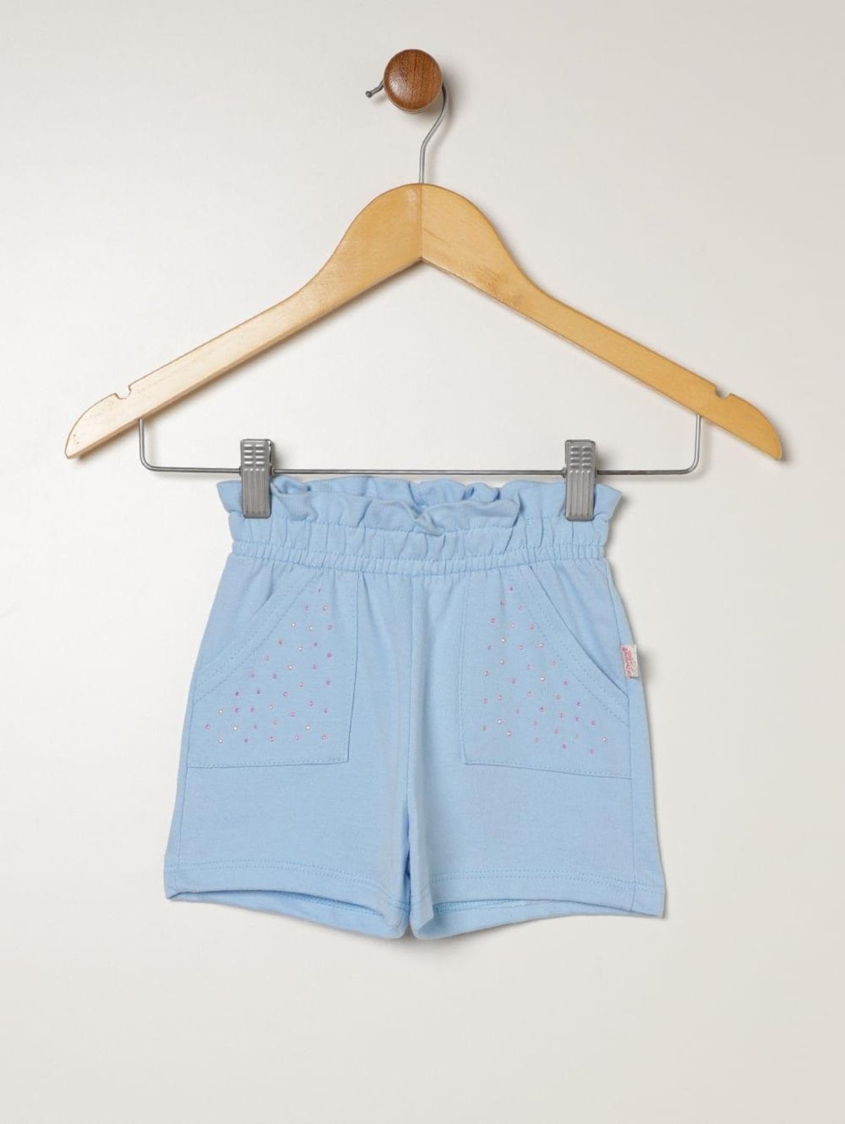 Infantil - Short Moletinho Para Menina - AZUL CLARO