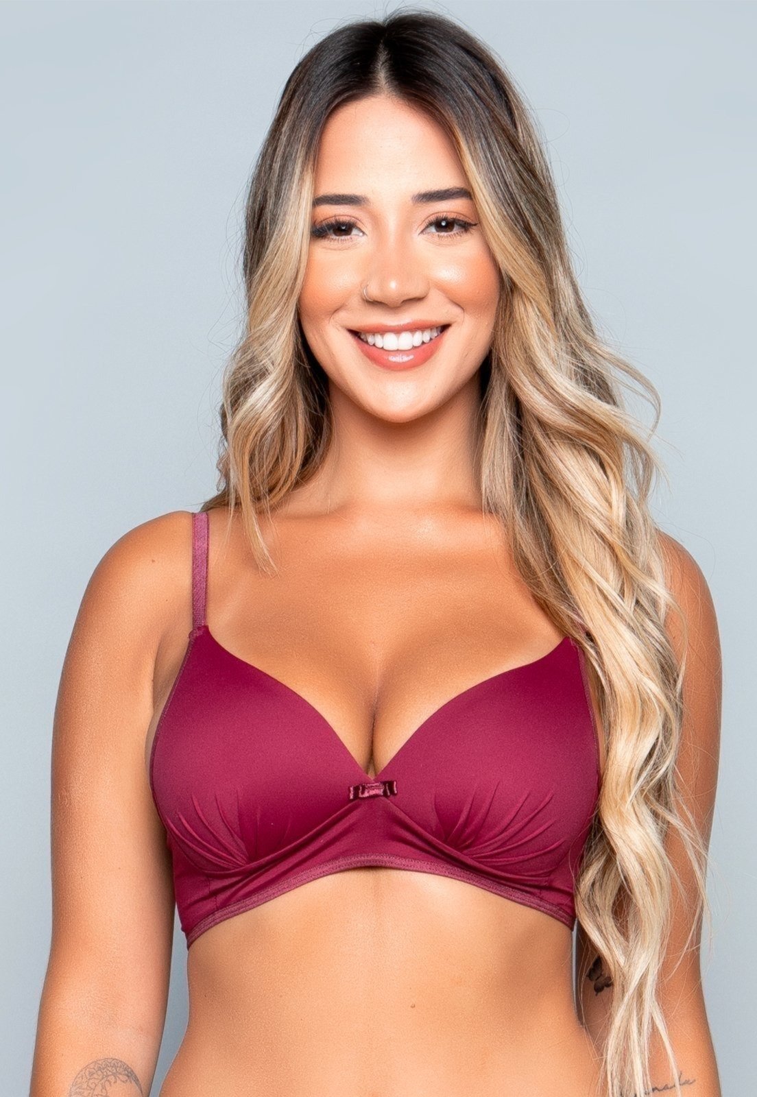 Sutiã Bella Fiore Modas com Bojo Molinho Flex sem Arco Soft Vinho