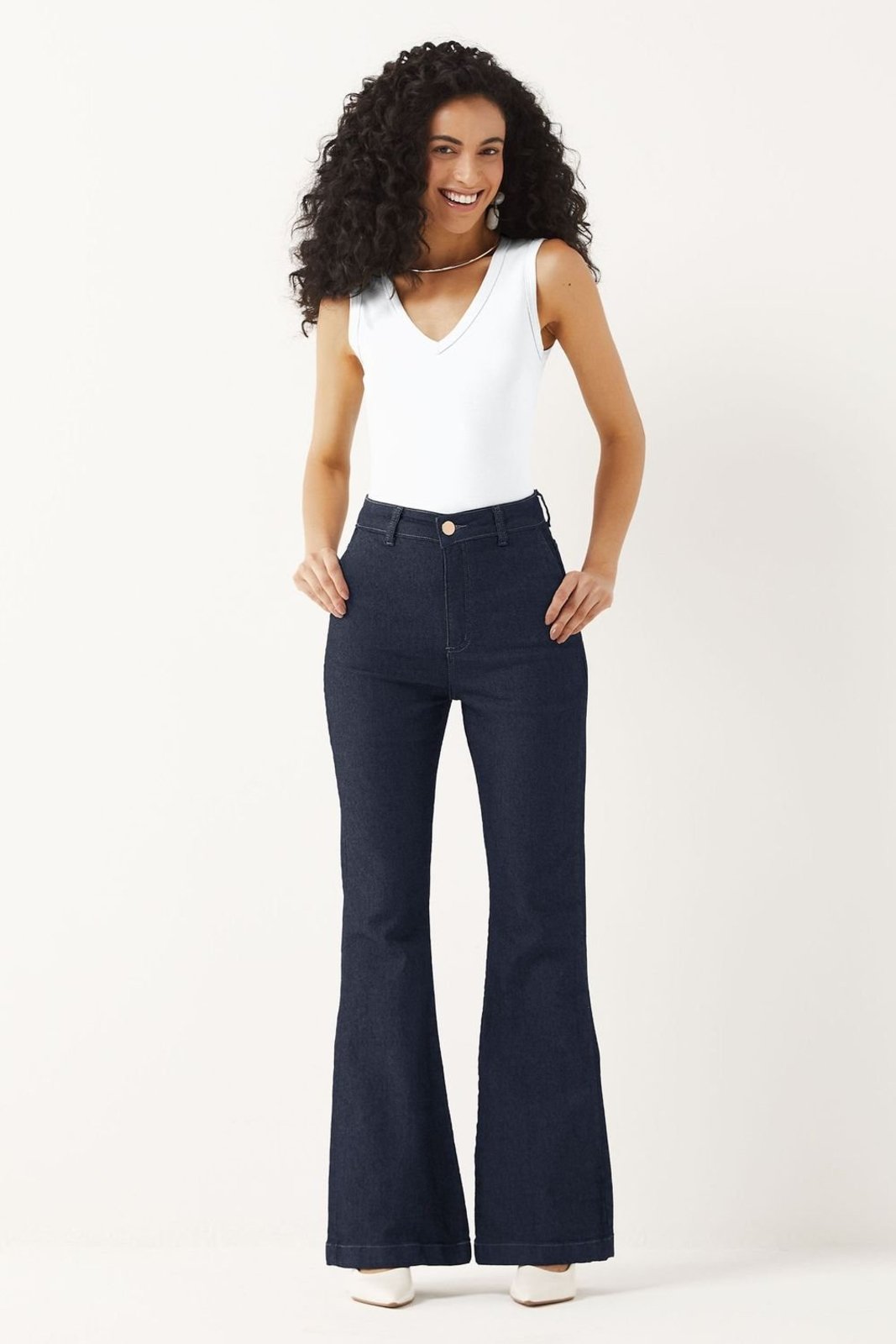 Calça Feminina Jeans Flare Marialícia Azul