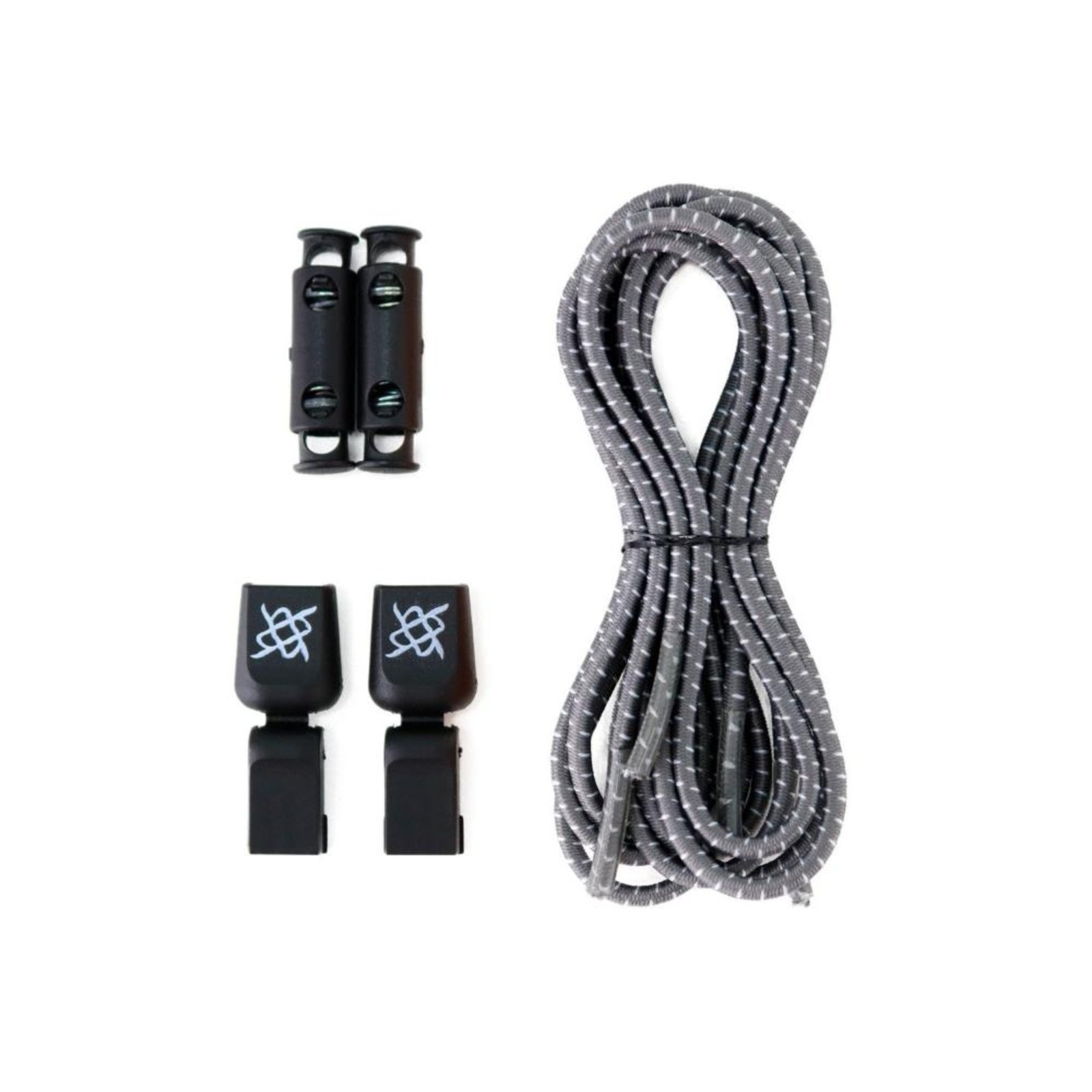 Cadarço Elástico HUPI LACES Cinza Risca Branca Cinza