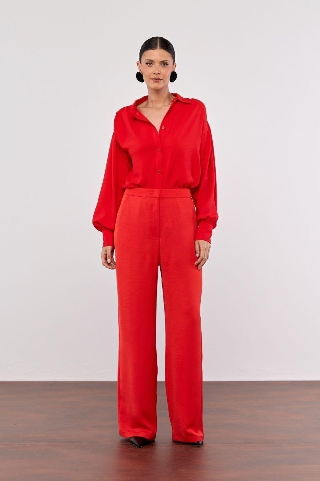 Calça Reta Com Zíper Ritmi Studio Vermelho