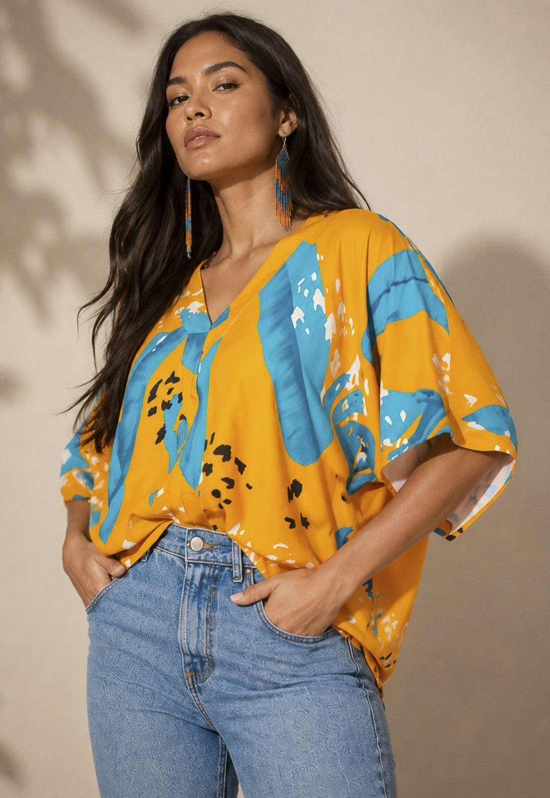 Blusa Amazonia Vital Gola V Manga Curta verde Petroleo