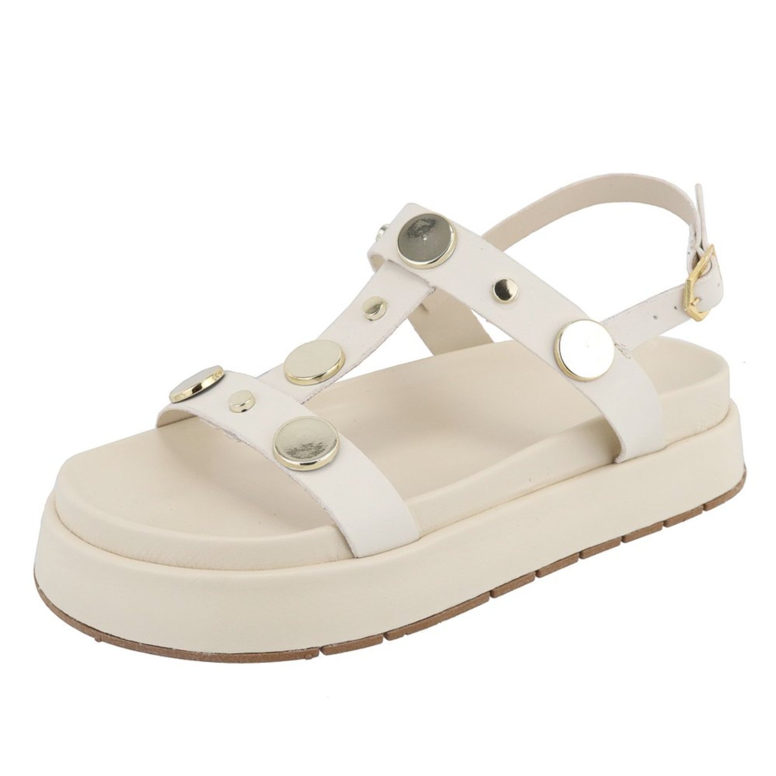 Sandália Papete Feminina Flat Sola Alta Lançamento Verão Off White Vianza