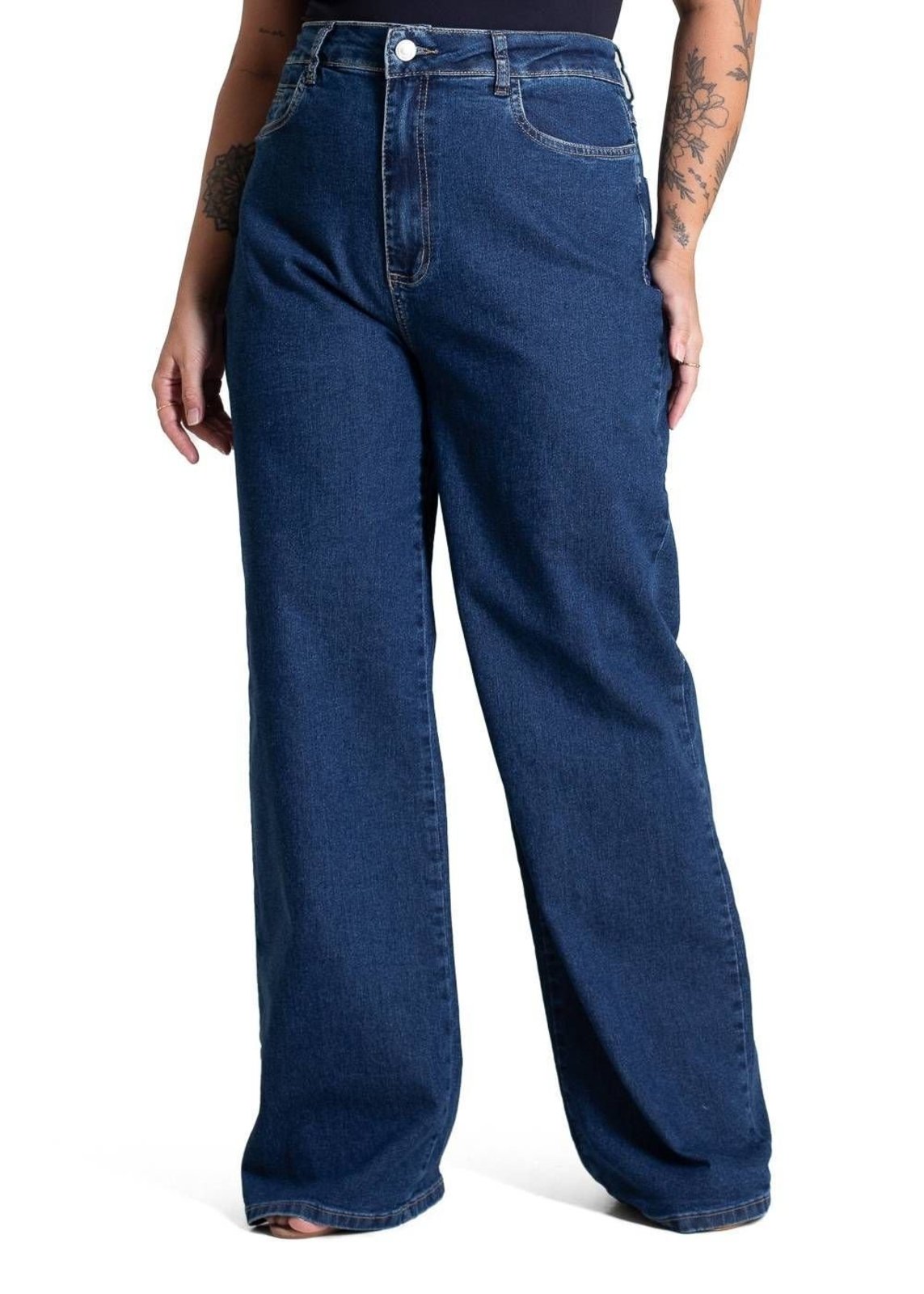 Calça Jeans Sawary Plus Size Wide Leg - 283250 AZUL - Azul - Sawary