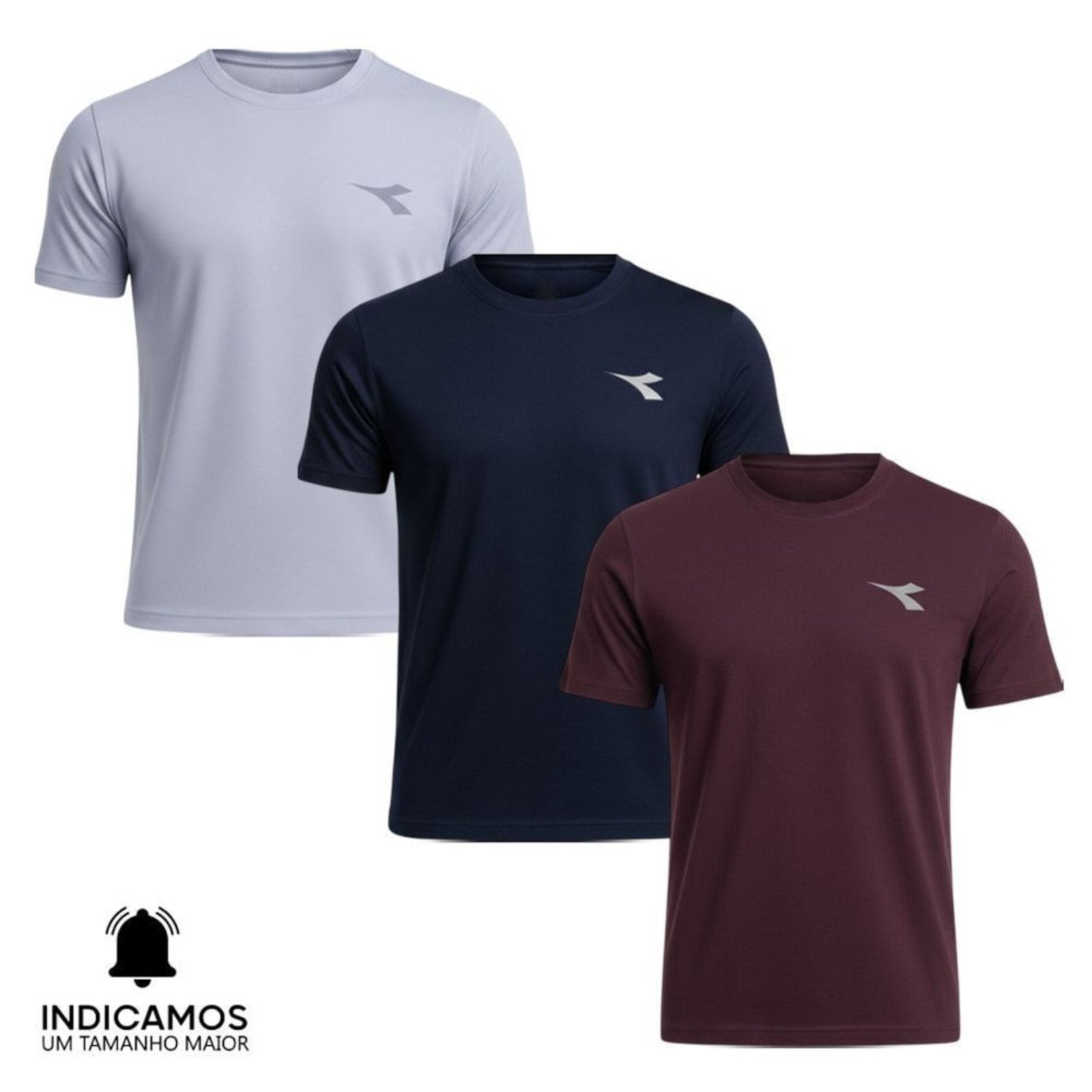 Kit 3 Camisetas Diadora Small Logo Masculina - Cinza - diadora