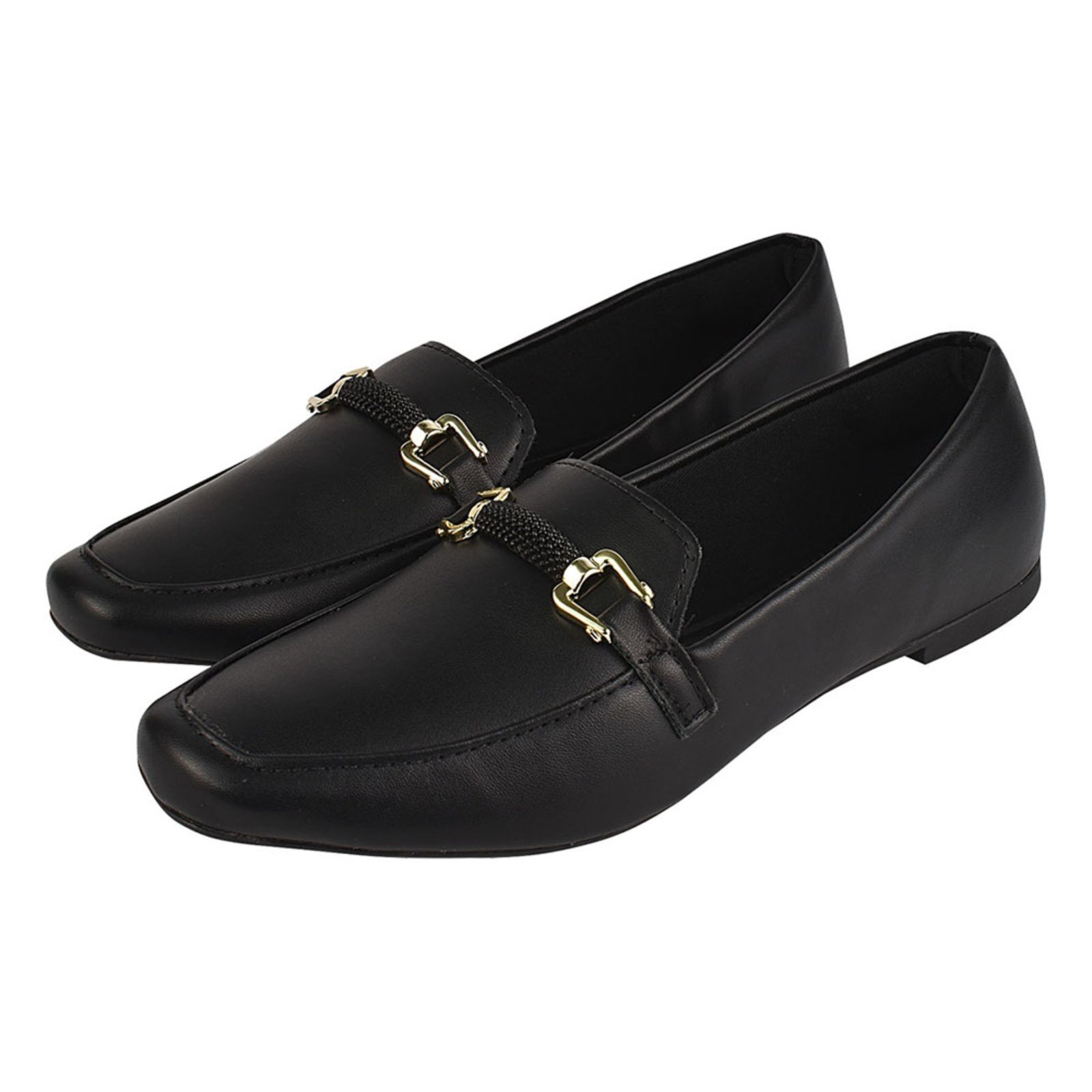 Sapato Feminino Mocassim Donatella Shoes Bico Quadrado Confort Sapatilha Social Preto