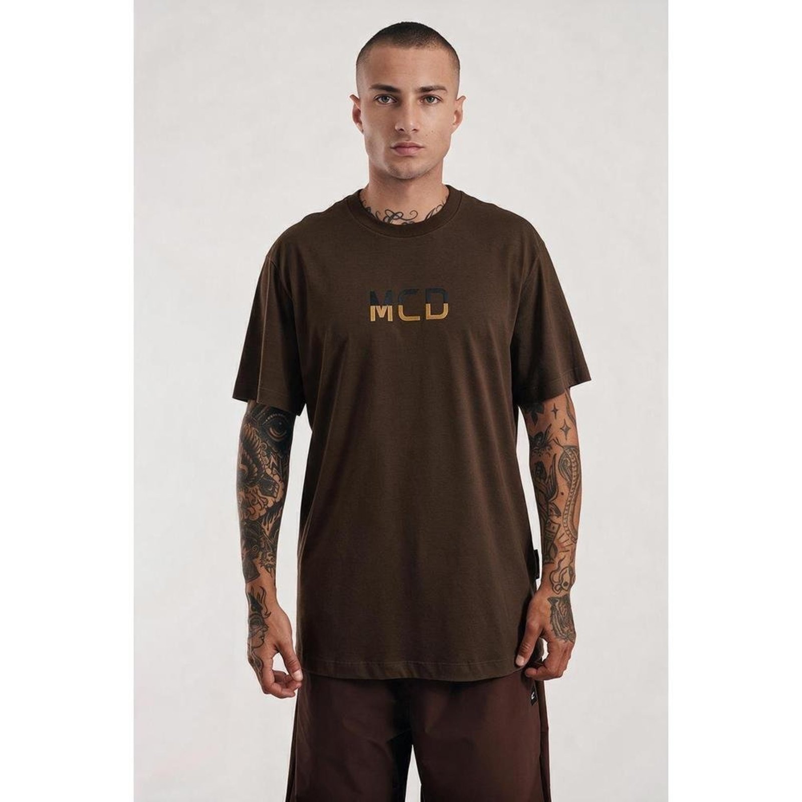 Camiseta Regular Mcd Dourado Marrom Expresso