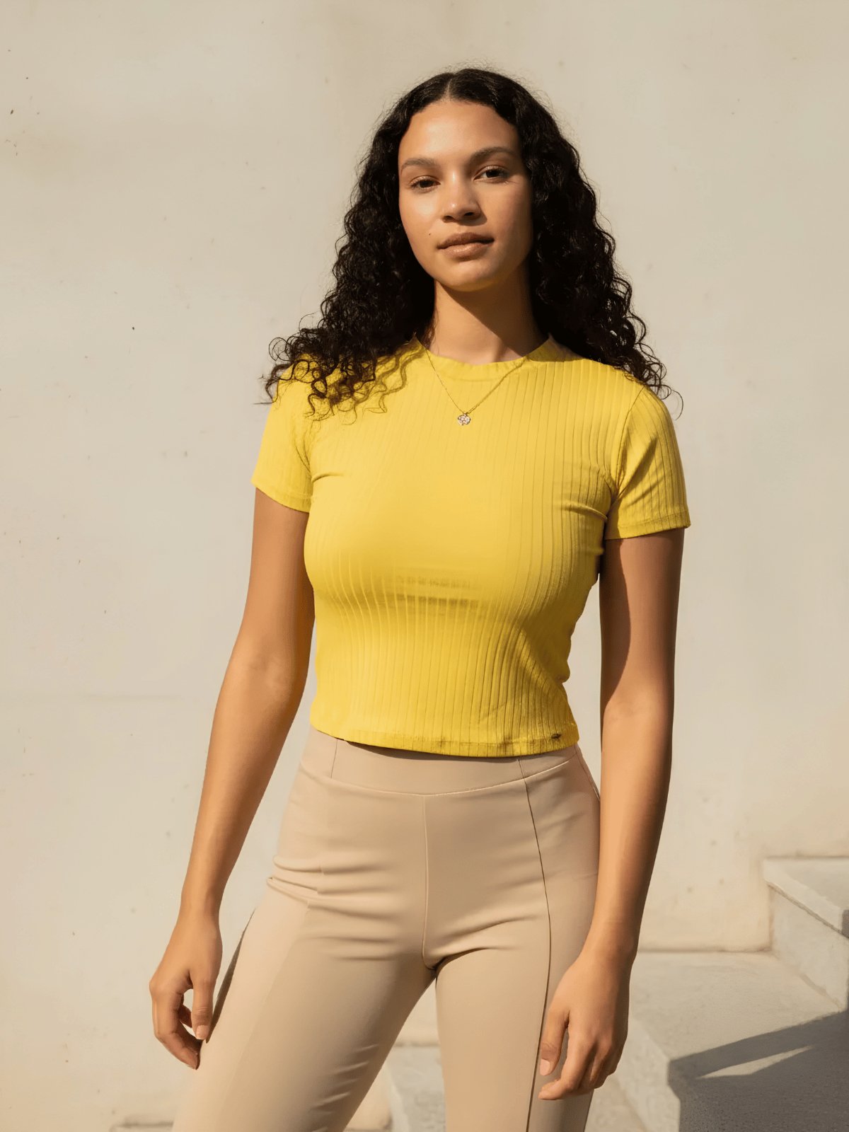 Blusa Cropped Básica Canelada Lunender