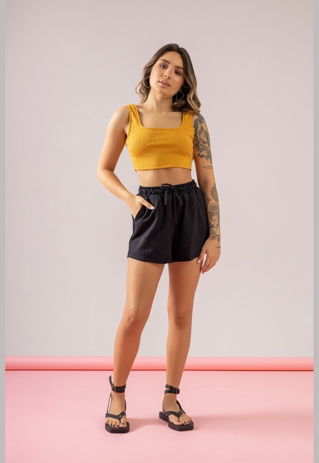 Top Básico em Ribaninha Just Basic Amarelo