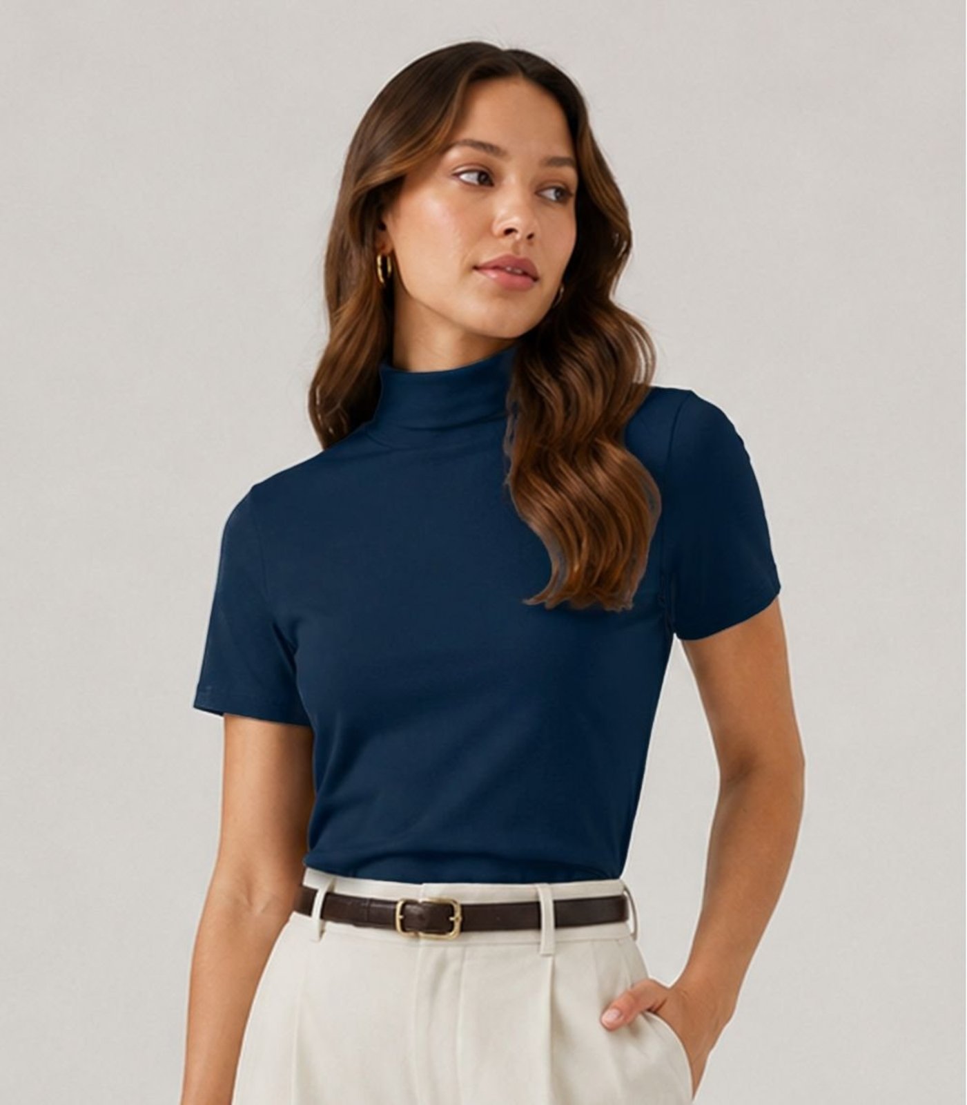 Blusa Feminina Ribana Gola Mais Alta Infinita Cor Azul