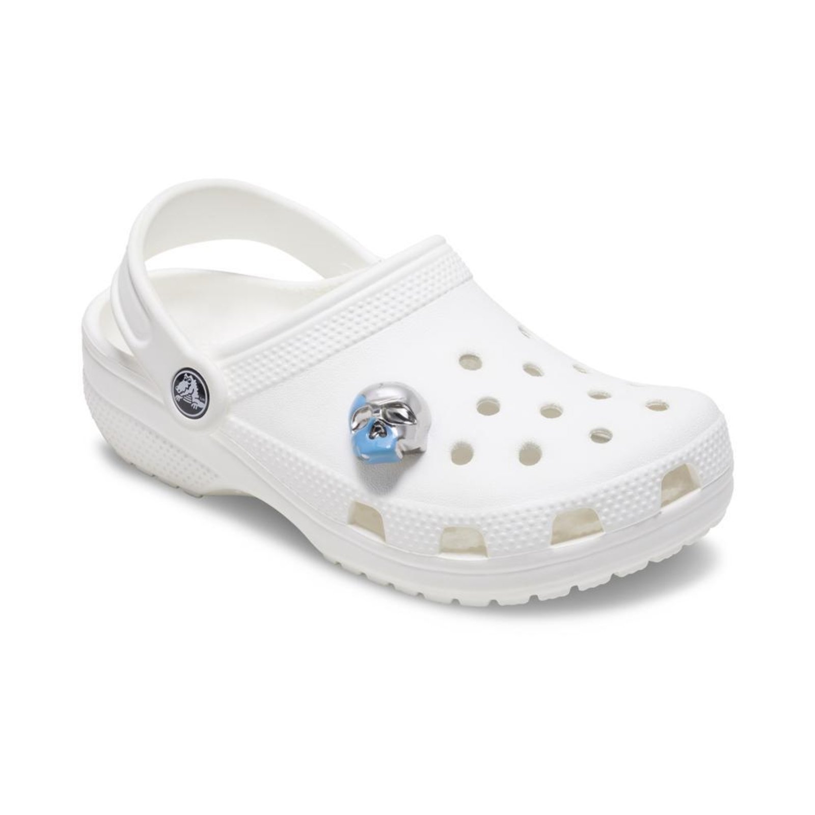 Vista 3 Infantil - Jibbitz™ Caveira Prata e Azul Branco Crocs branco azul