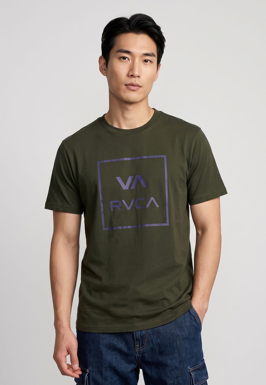 Camiseta Masculina RVCA Gola Redonda Verde Oliva