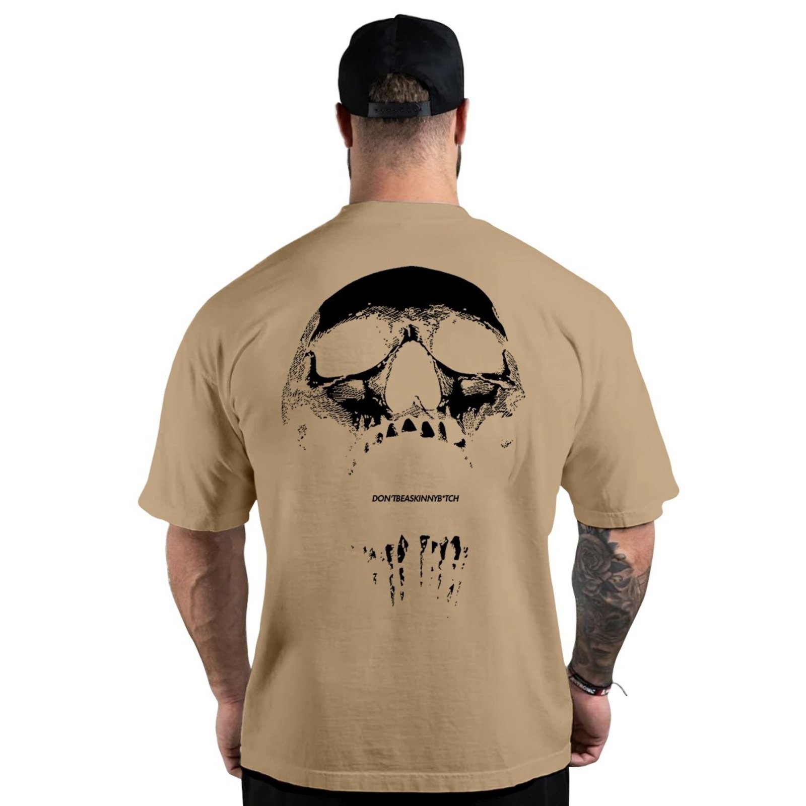 Camiseta Oversized Genuine Grit Masculina Estampada Algodão 30.1 Don’t Be a Skinny B*tch – P – Caqui