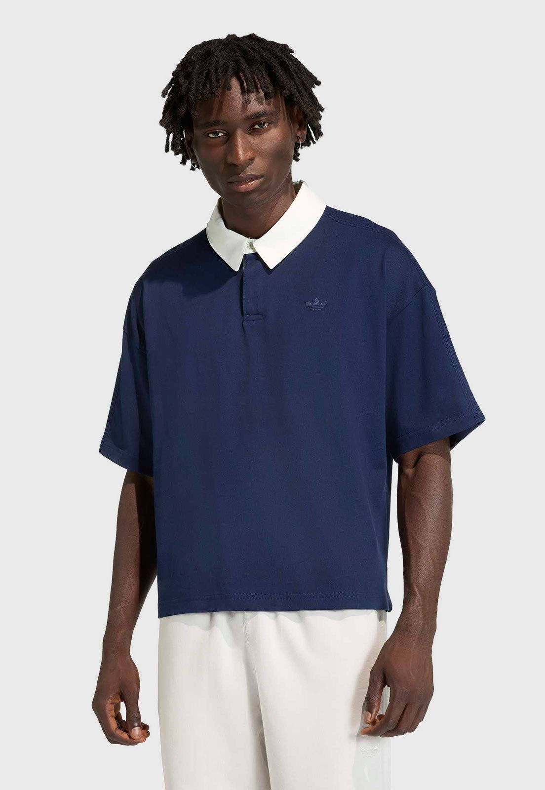Polo Masculina adidas Originals Gola Contraste Azul Marinho