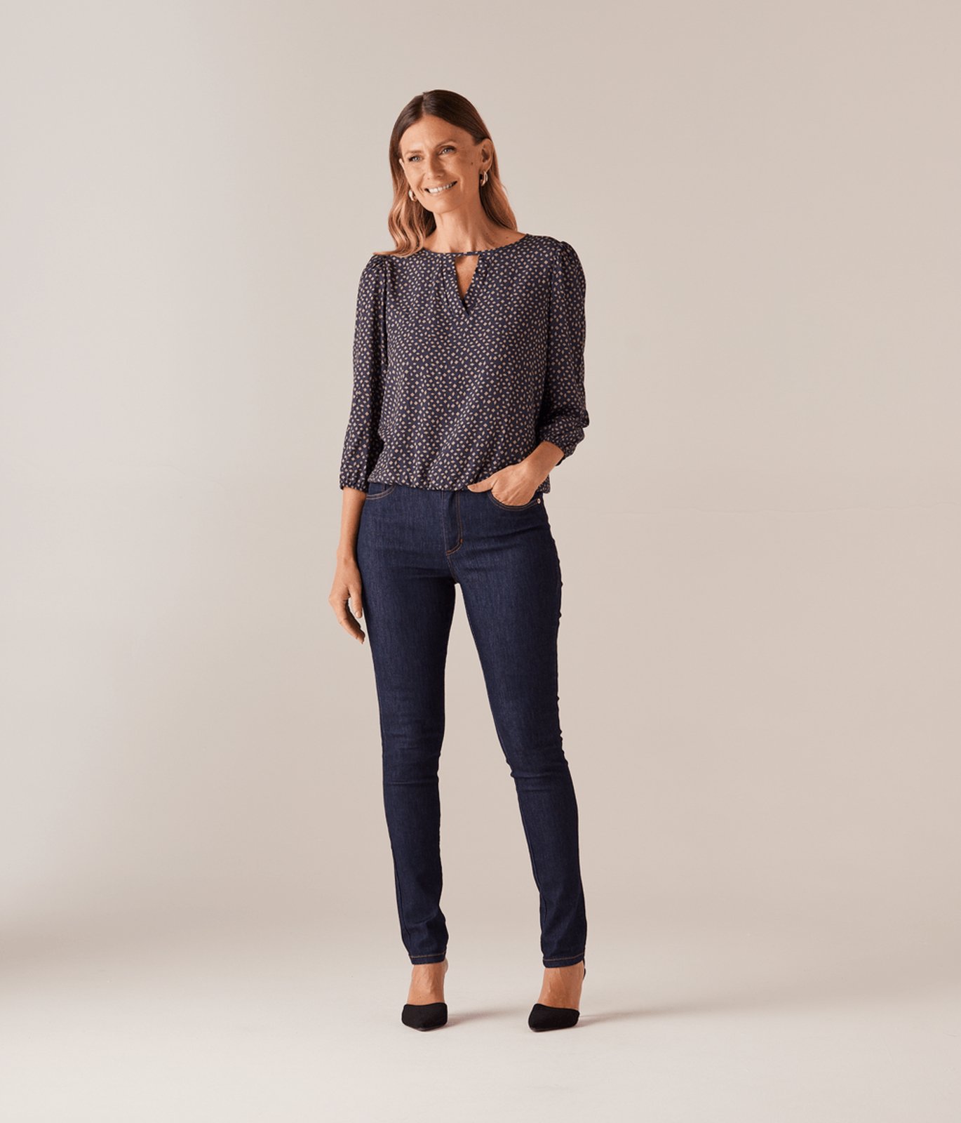 Calca Jeans Skinny Five Pockets Feminina Azul Escuro