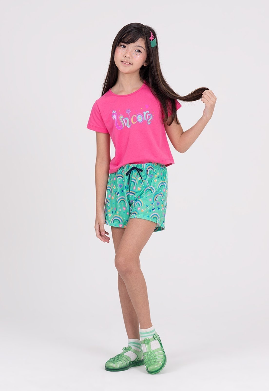 Infantil - Conjunto Cropped Unicorn Fofo Rosa