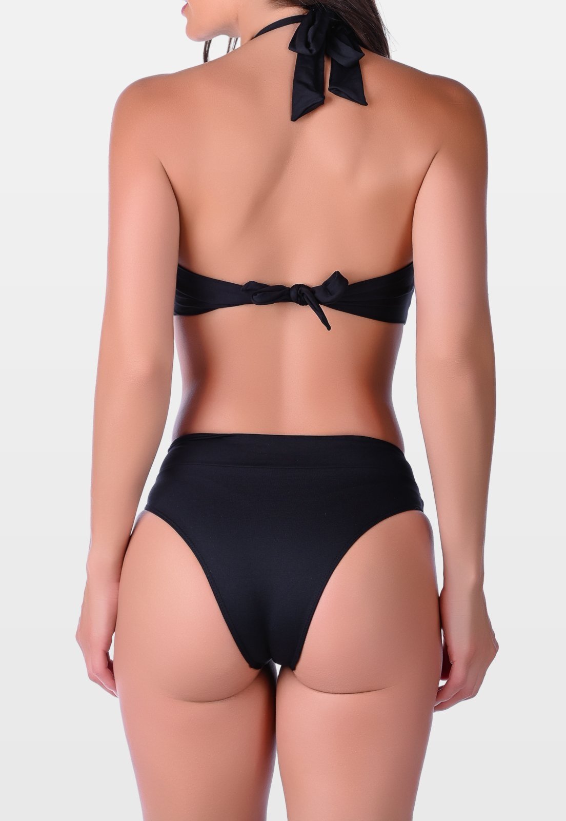 Vista 3 Biquíni Summer Soul Meia Taça Reforçado De Amarrar Cintura Baixa Com Faixa Frontal preto Summer Soul preto