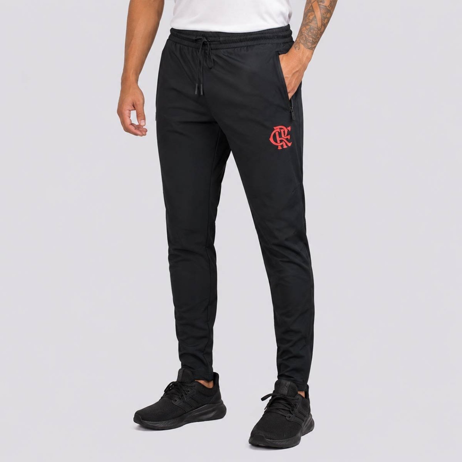 Calça Flamengo Poliamida com Zíper Preta