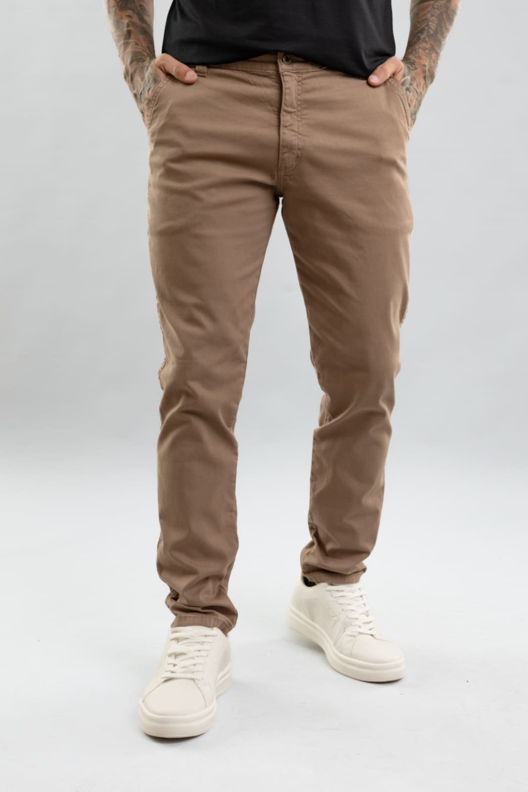 Calça Sarja Skinny Masculina Color Sport Fino Bolso-Faca Dialogo Caqui