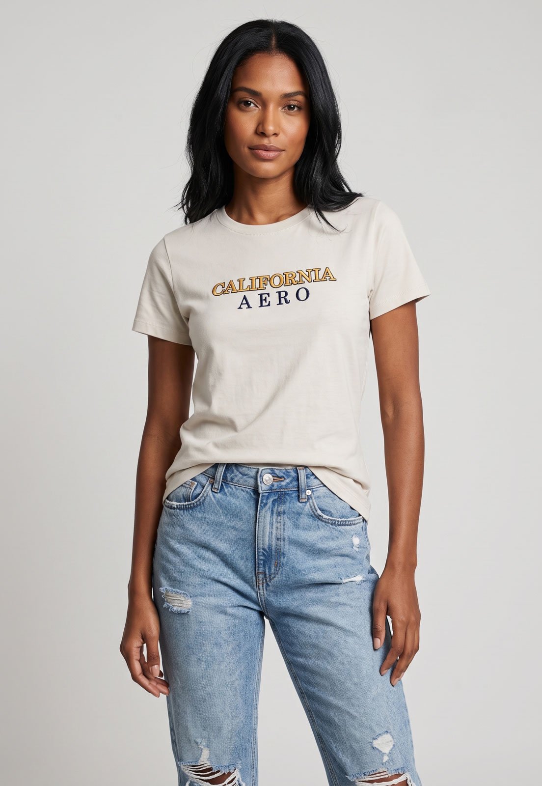 Camiseta Feminina Aeropostale Estampa California Aero Bege