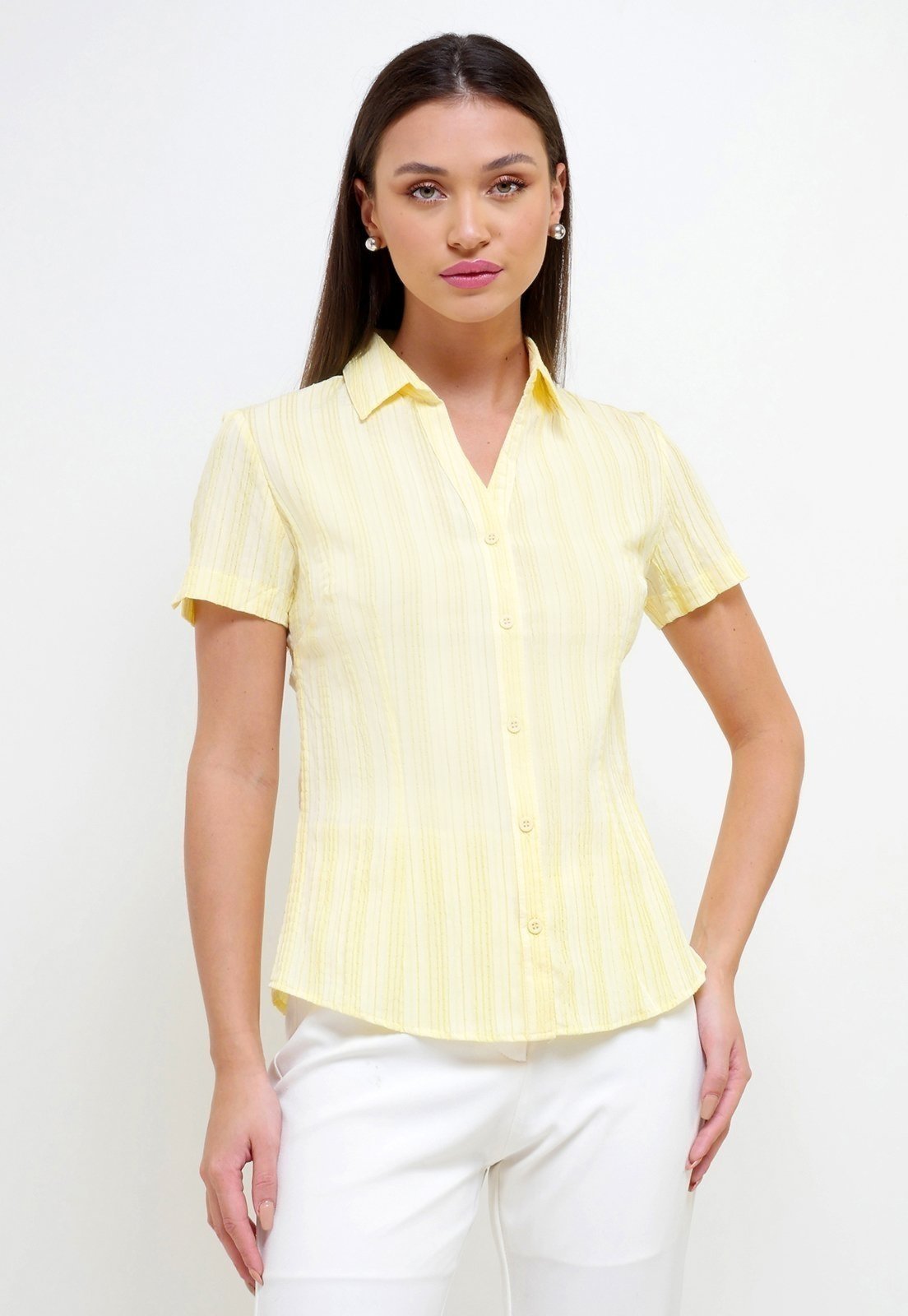 Camisa Intens Manga Curta Algodão Amarelo