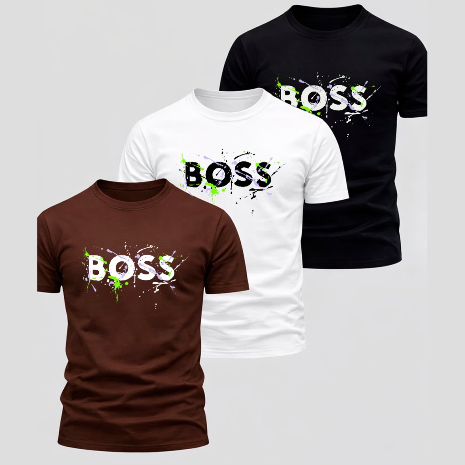 Kit 3 Camisetas Básicas Boss Estilo Urbano Grafite Casual Top