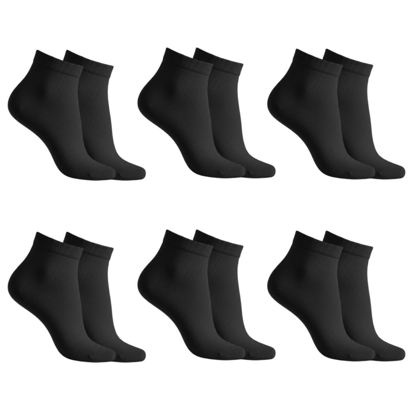 Kit 6 Pares de Meias QLC Sports Algodão Confort Cano Curto Preto