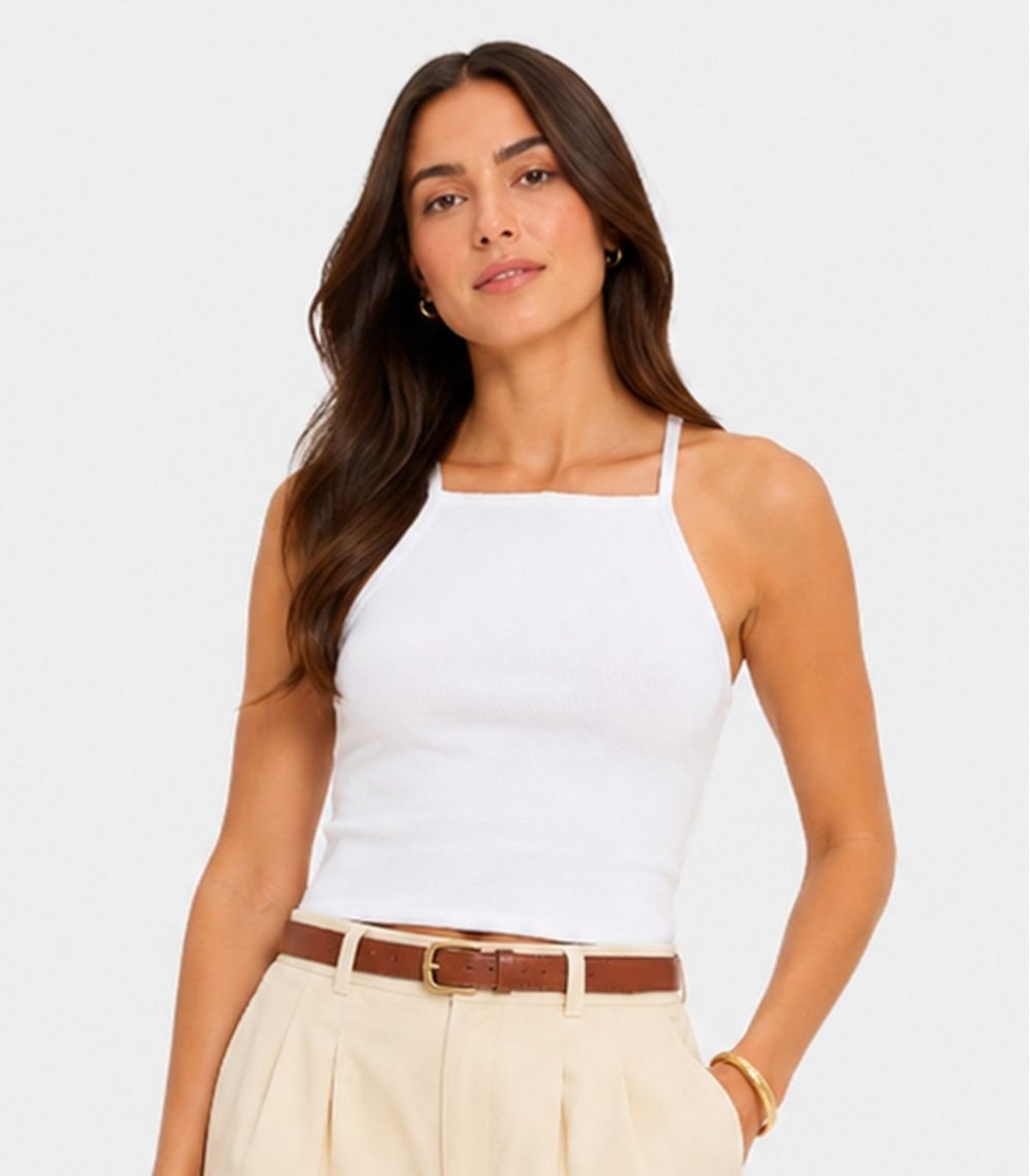 Blusa De Alça Feminina Tecido Henera Infinita Cor Branco