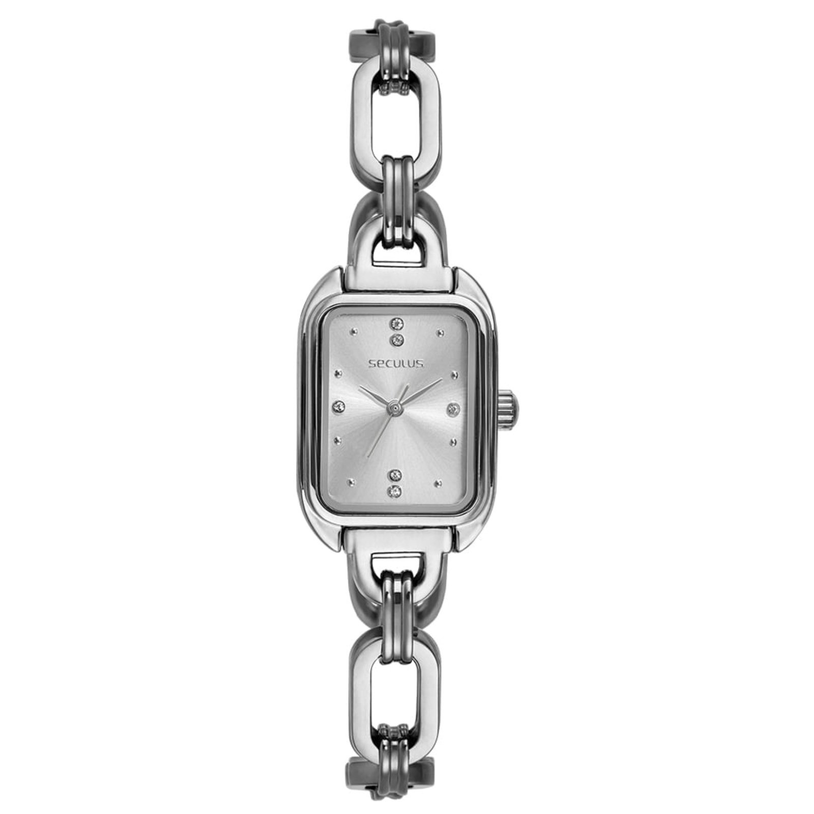Vista 2 Relógio Feminino Seculus Pulseira Corrente prata prata