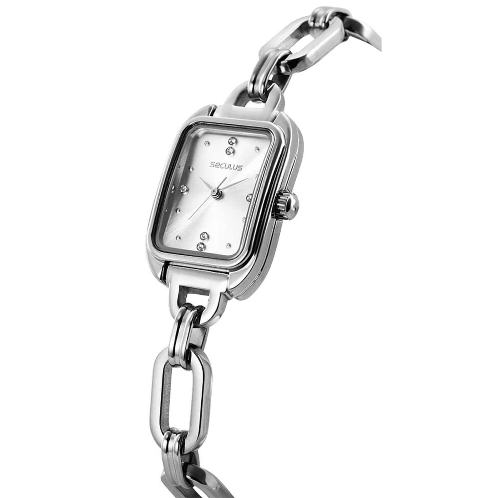 Vista 3 Relógio Feminino Seculus Pulseira Corrente prata prata