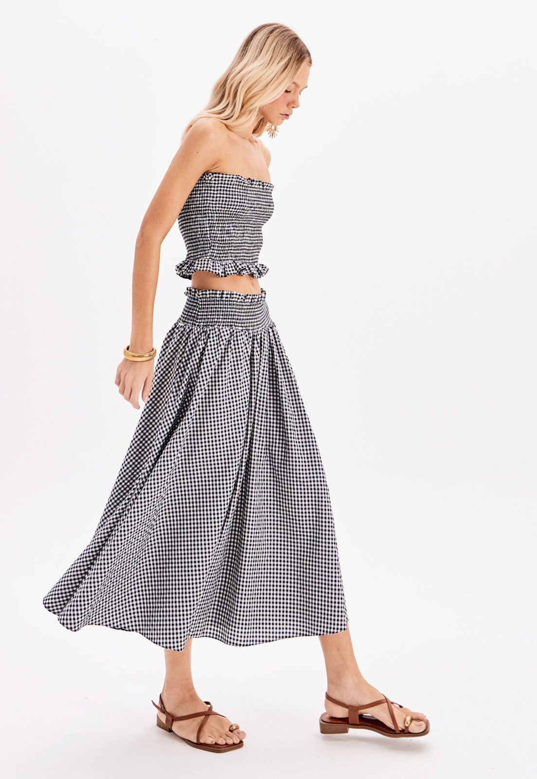 Vista 3 Top My Favorite Ajustada Vichy com Lastex preto My Favorite preto