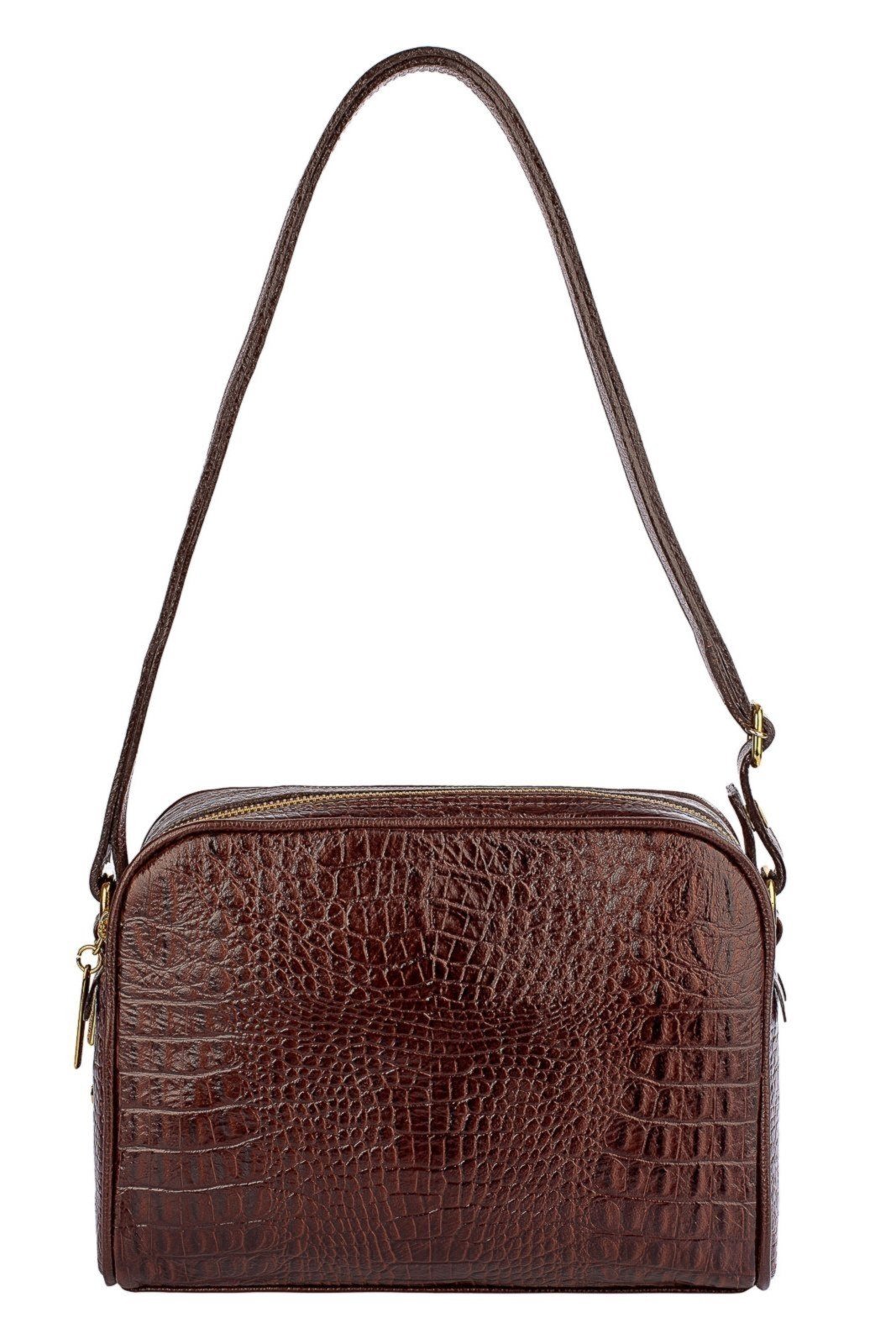 Bolsa quadrada de couro croco Daiana – Café