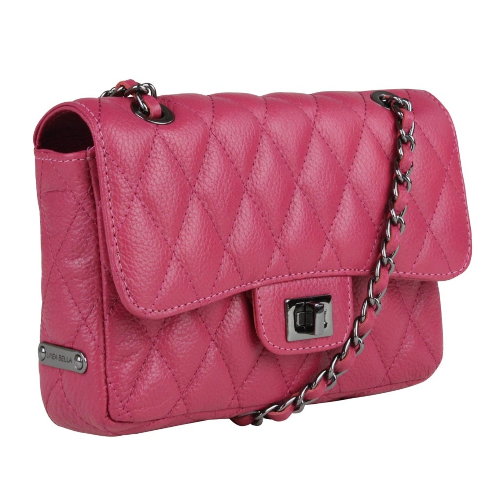 Bolsa feminina em couro Linea Bella 5156 Rosa