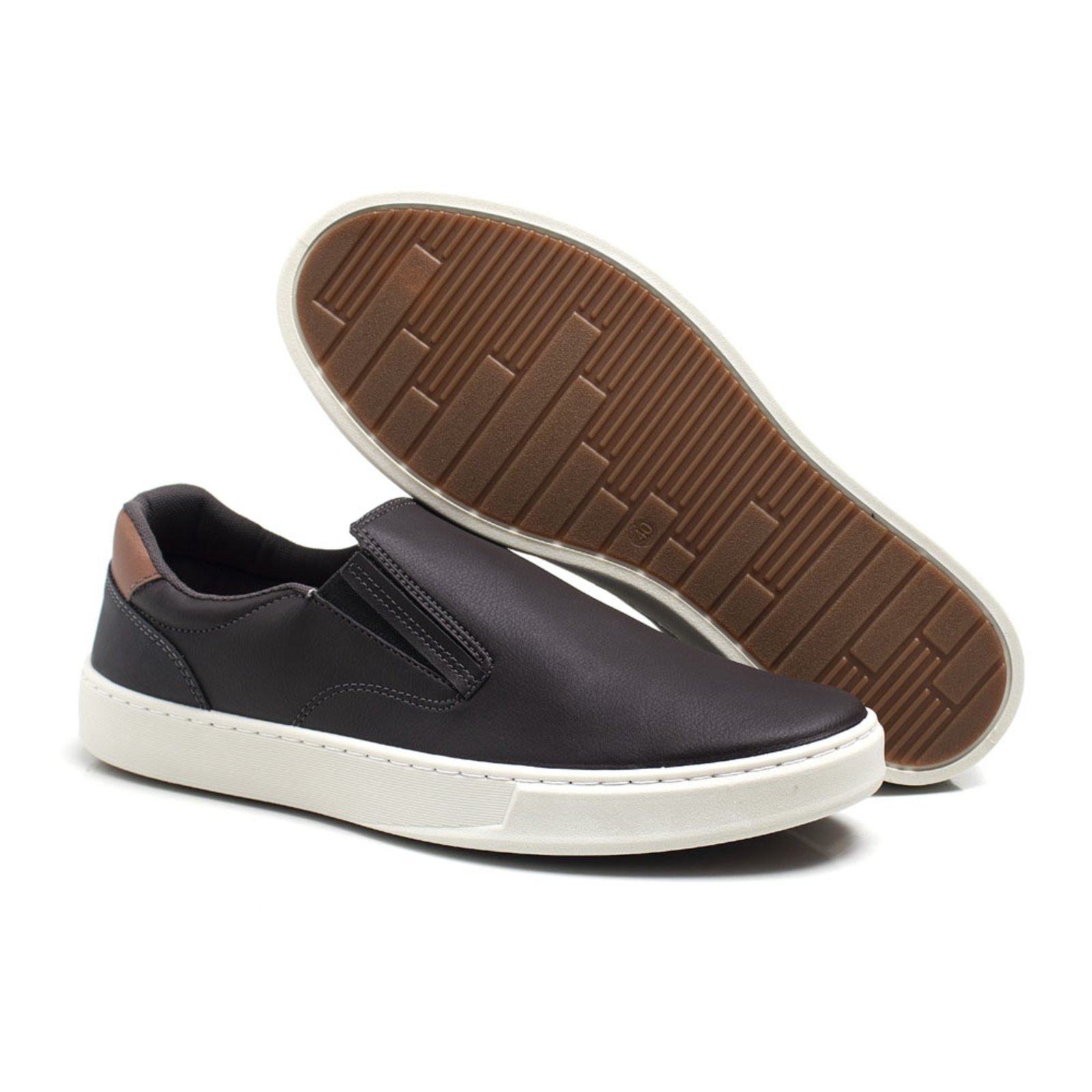 Tenis Casual Masculino Slip On Confortavel Bredeni Sapatenis Dia A Dia Iate Marrom