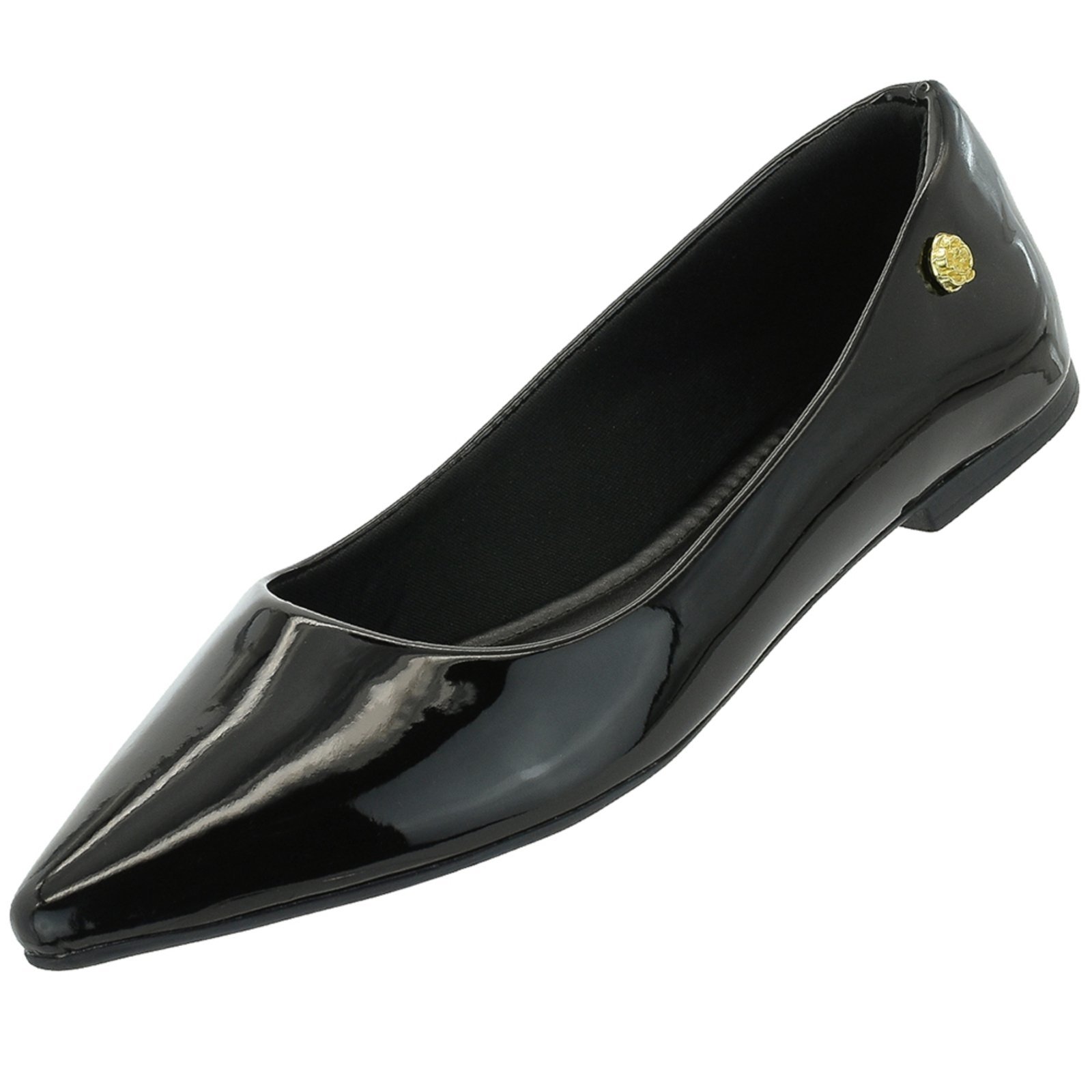 Vista 3 Sapatilha Feminina Donatella Shoes Bico Fino Lisa Básica Verniz Monte Shoes preto Monte Shoes preto