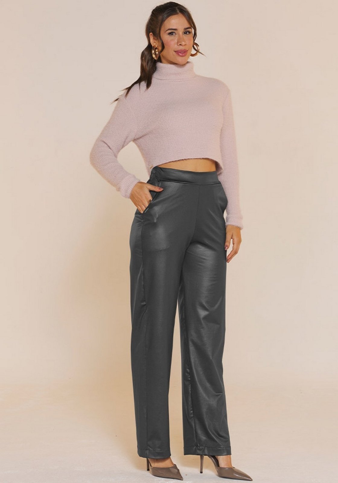 Calça Rudély Wide Leg Cirrê Preta