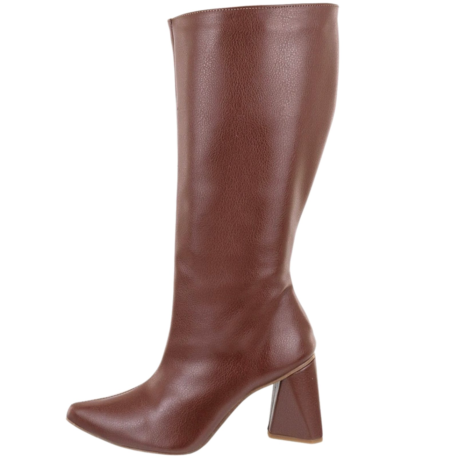 Bota Feminina LeRUCHEL Cano Alto Salto Geometrico Floater Cacau