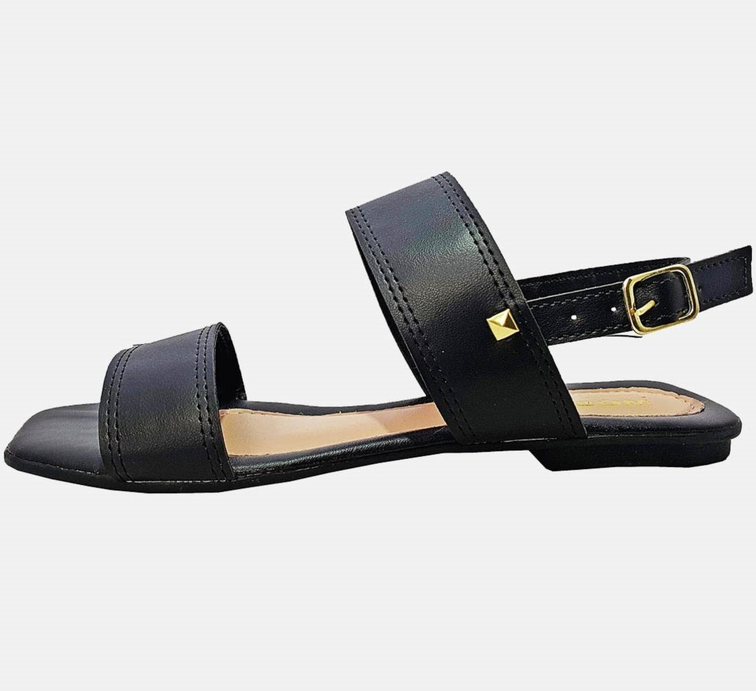 Sandália Rasteira Feminina Moda Pé 01 Preto