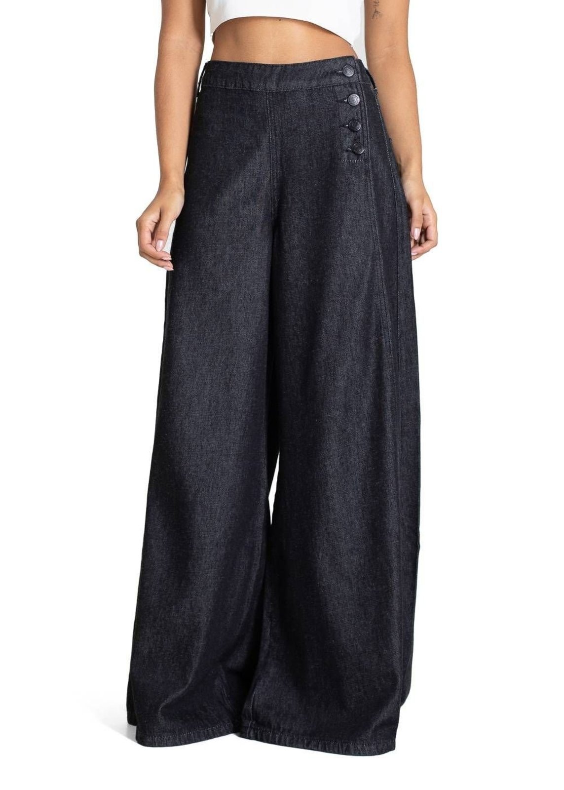 Calça Jeans Sawary Super Wide Leg - 283630 - Preto - Sawary