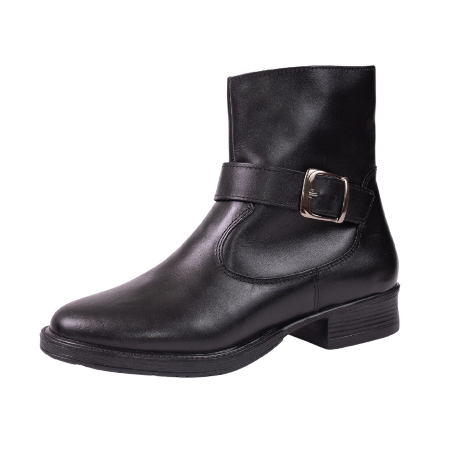 Bota Cano Curto Feminina em Couro Preto Kuento Shoes
