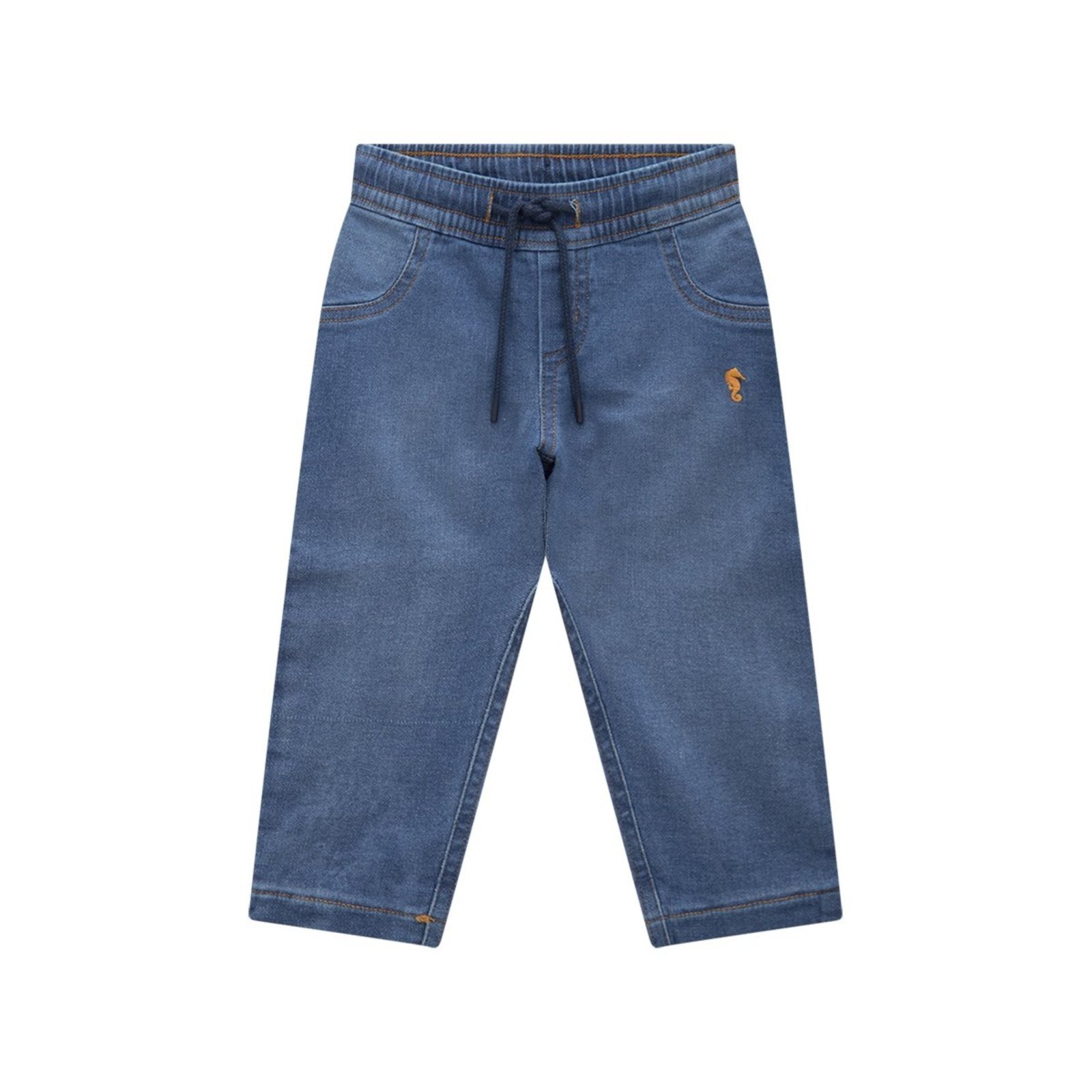 Infantil - Calça Jeans Menino com Elastano e Forro em Meia Malha Confortável