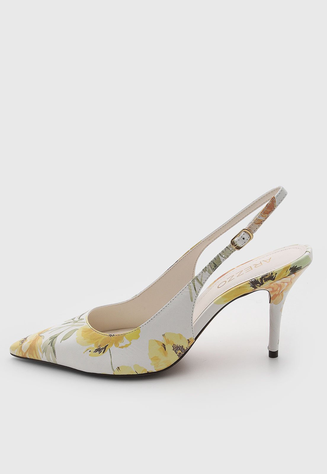 Scarpin Feminino Arezzo Couro Estampa Floral Branco