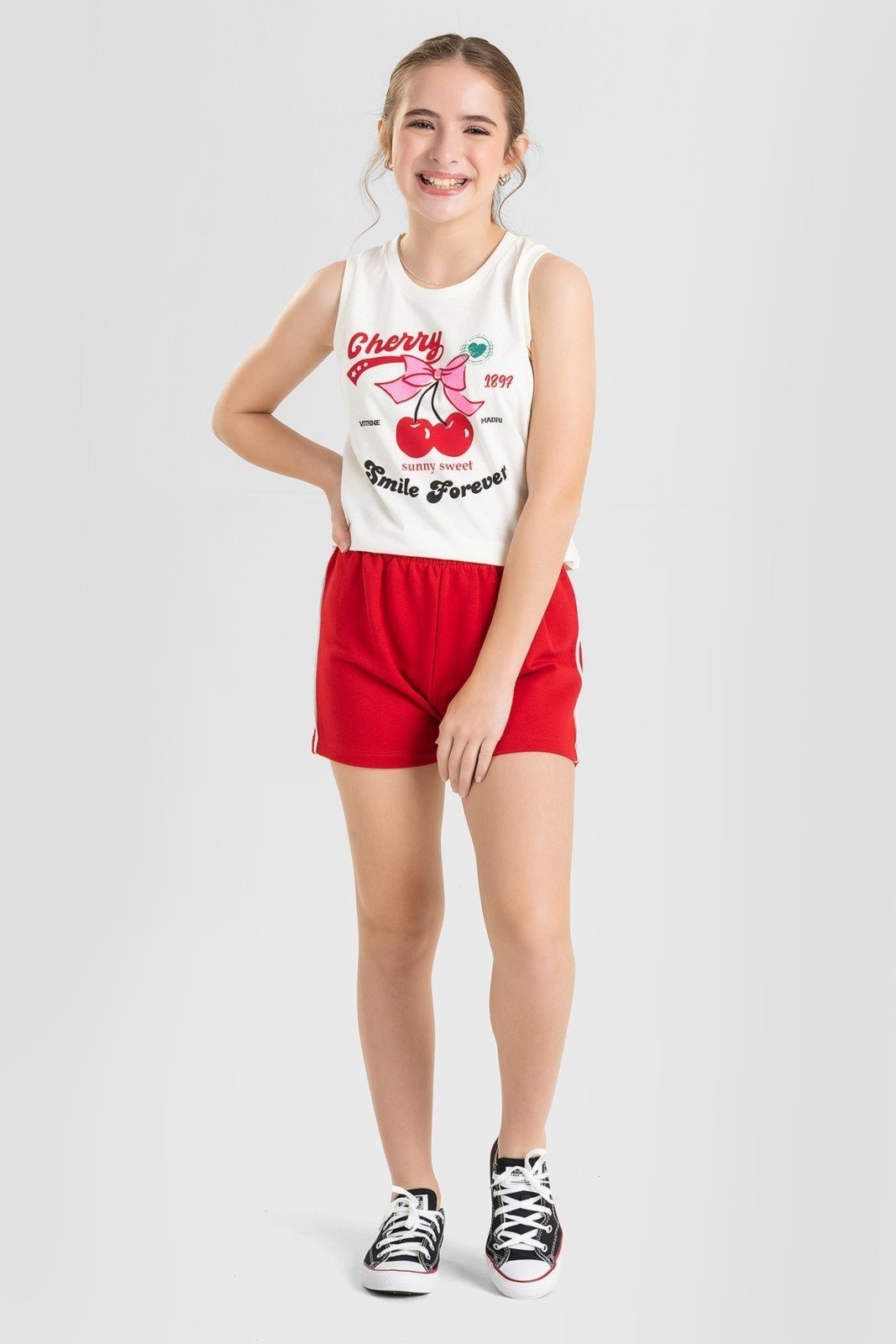 Infantil - Conjunto Juvenil Verão Feminino Cherry Sweet