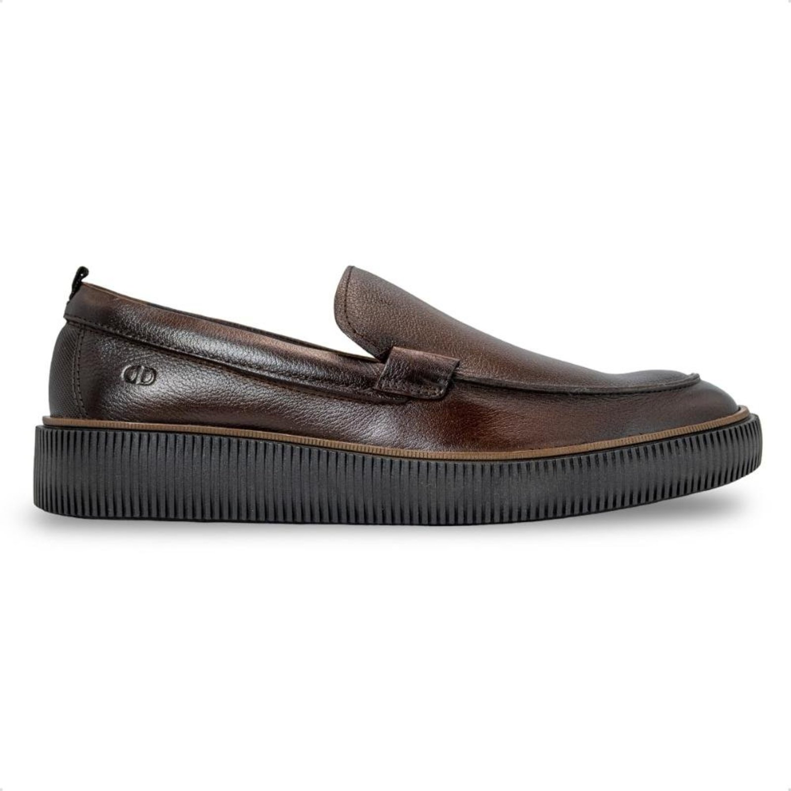 Sapato Social de Couro Democrata Masculino Slip-on Metropolitan Marino 604402 Marrom
