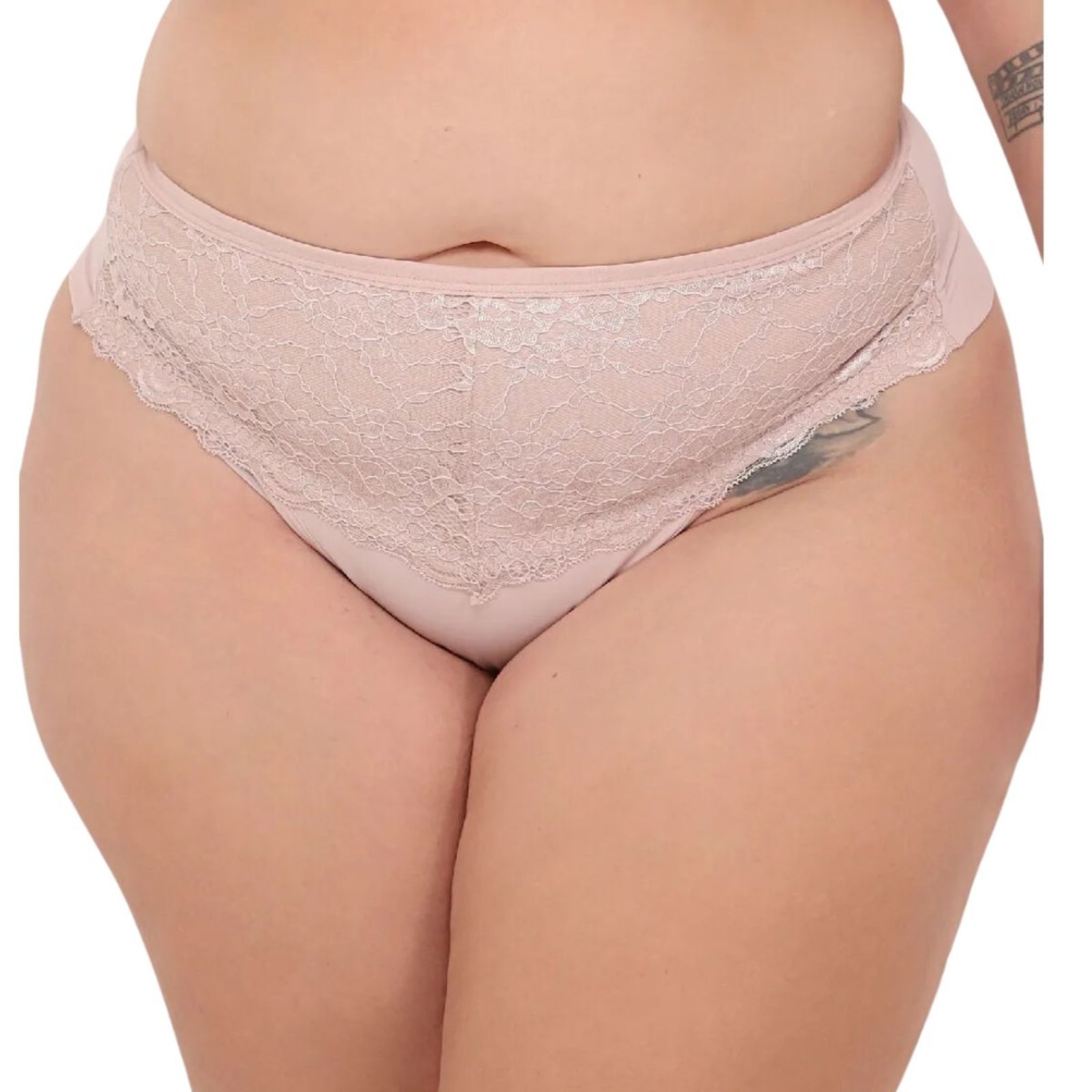 Calcinha Plus Size Fio Duplo Frente em Renda Santa Passion .
