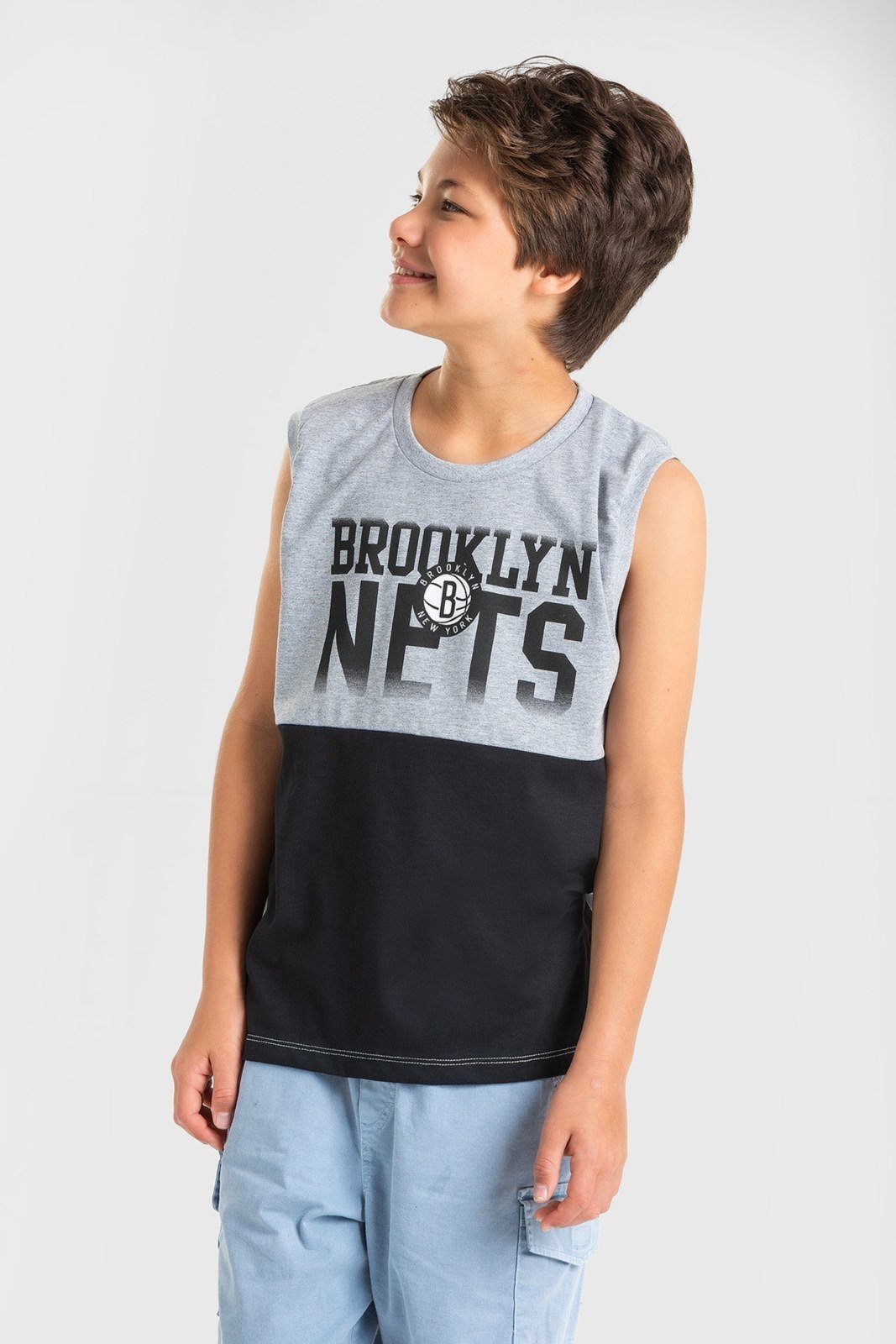 Infantil - Regata Meia Malha Juvenil Masculina Brooklyn Nets