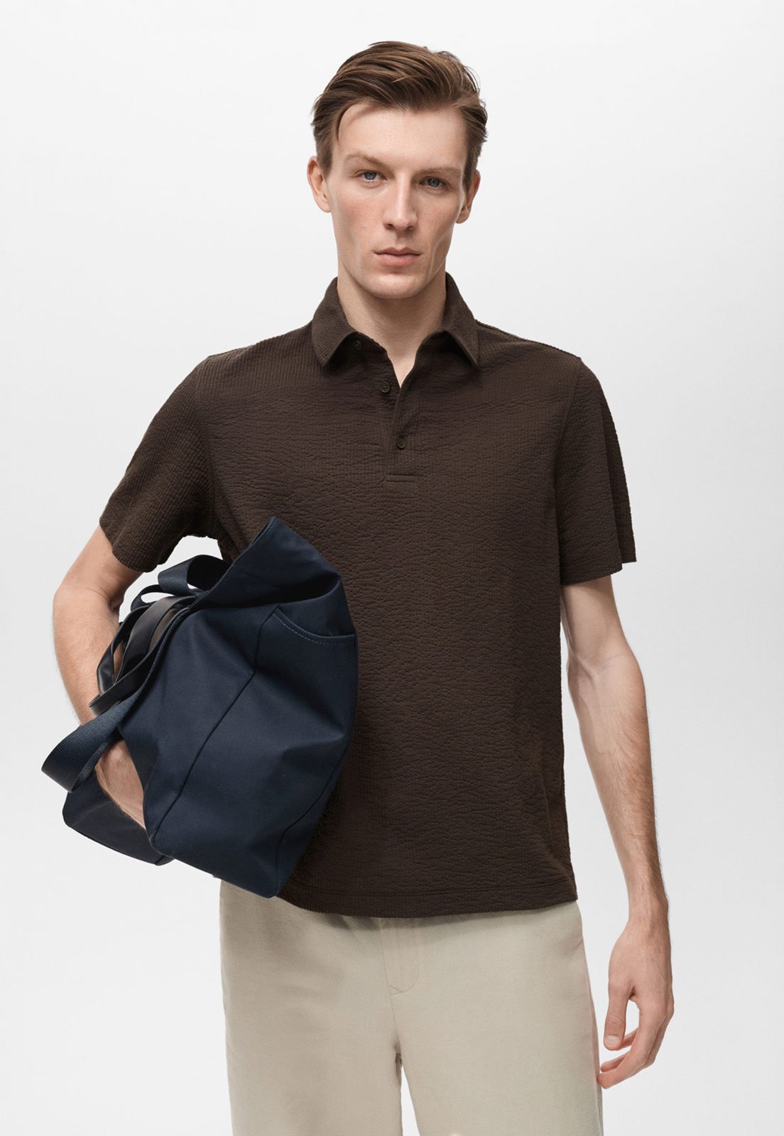 Camisa Polo Mango Regular Seerp Marrom