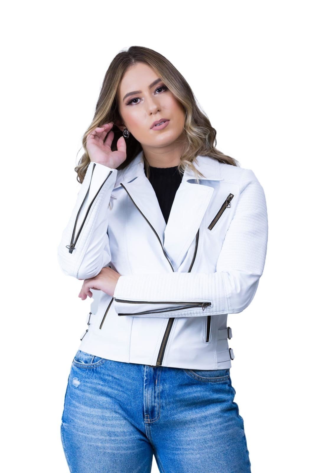 Jaqueta de Couro Perfecto Paris Branco